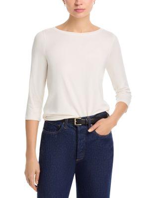 Three Quarter Sleeve Pleated Back Top by MAJESTIC FILATURES