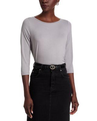 Three Quarter Sleeve Pleated Back Top by MAJESTIC FILATURES