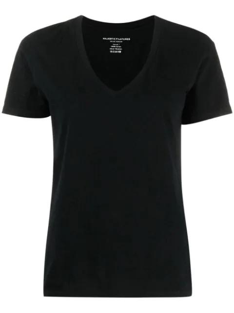 V-neck cotton T-shirt by MAJESTIC FILATURES