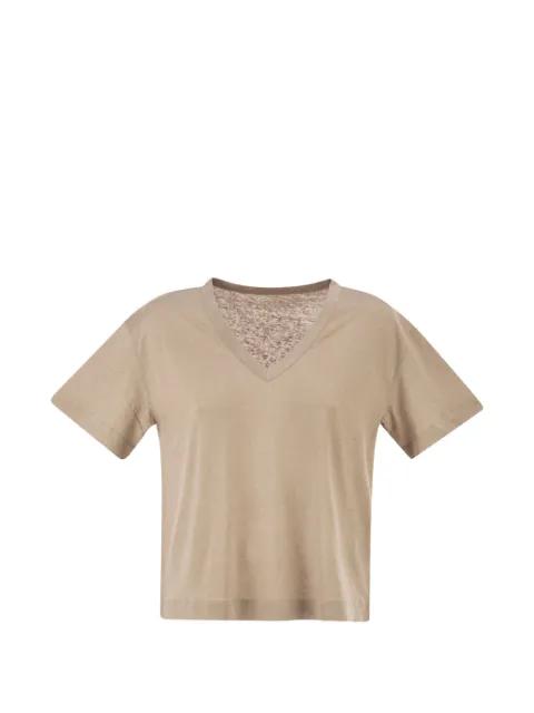 V-neck side-slit T-shirt by MAJESTIC FILATURES