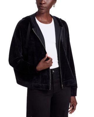 Velour Zip Front Hoodie by MAJESTIC FILATURES