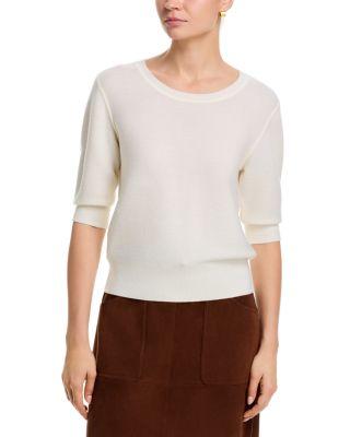 Wool Elbow Sleeve Sweater by MAJESTIC FILATURES