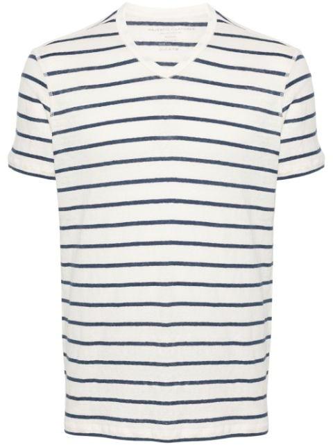 striped V-neck T-shirt by MAJESTIC FILATURES