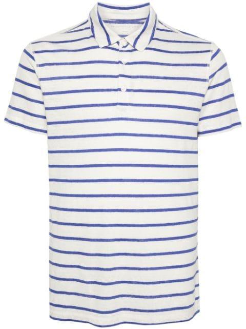 striped linen-blend polo shirt by MAJESTIC FILATURES