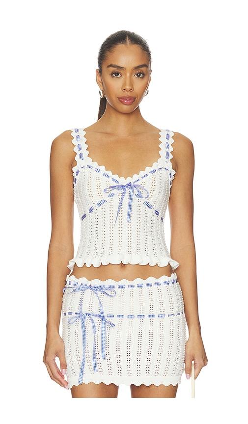 MAJORELLE Ammelie Pointelle Tank in White by MAJORELLE