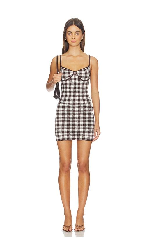 MAJORELLE Aubreigh Knit Mini Dress in Brown,White by MAJORELLE