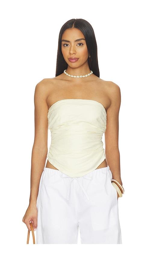 MAJORELLE Beale Linen Top in Yellow by MAJORELLE