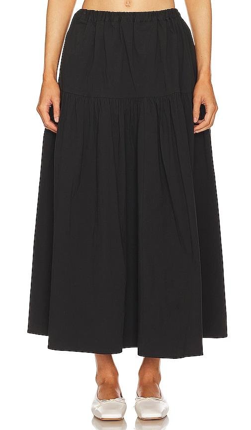 MAJORELLE Carolyn Midi Skirt in Black by MAJORELLE