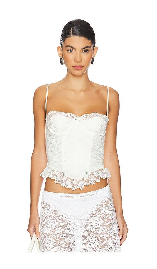 MAJORELLE Ceila Bustier Top in Ivory by MAJORELLE