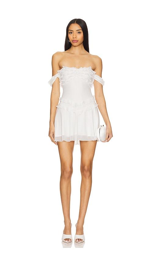 MAJORELLE Charrisse Mini Dress in White by MAJORELLE