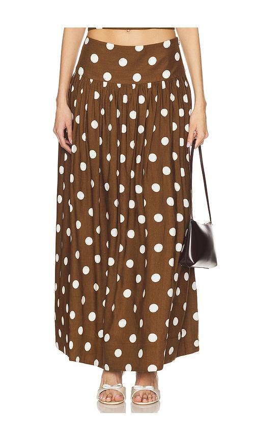 MAJORELLE Dot Maxi Skirt in Brown by MAJORELLE