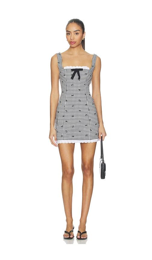 MAJORELLE Emilia Mini Dress in Black,White by MAJORELLE