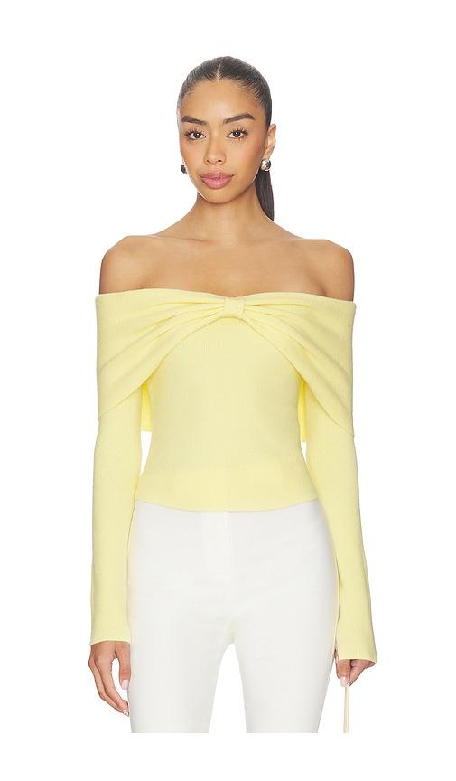 MAJORELLE Emma Off The Shoulder Sweater in Yellow by MAJORELLE