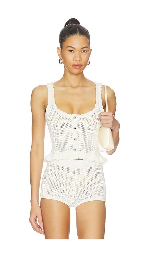 MAJORELLE Fionina Pointelle Tank in Ivory by MAJORELLE