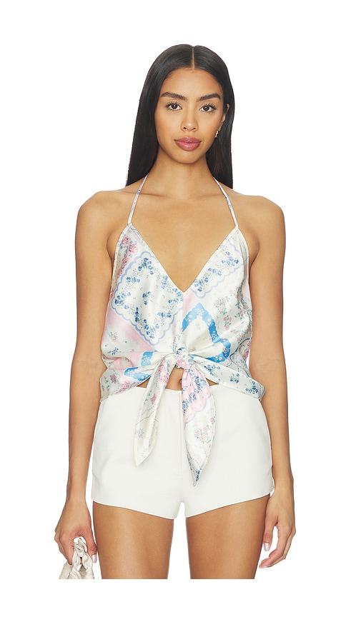 MAJORELLE Gemi Top in White,Blue by MAJORELLE
