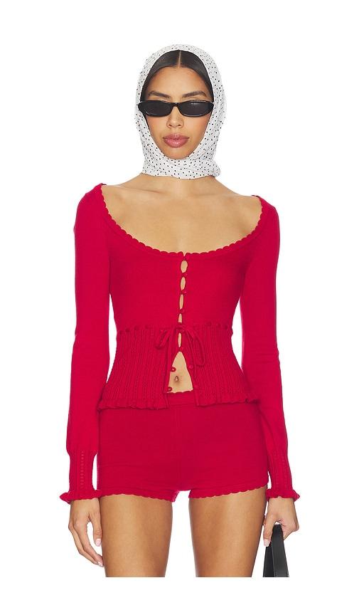 MAJORELLE Kaiden Cardigan in Red by MAJORELLE