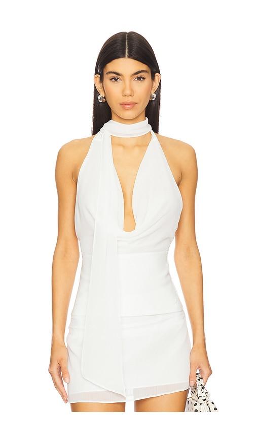 MAJORELLE Kelly Halter Top in White by MAJORELLE