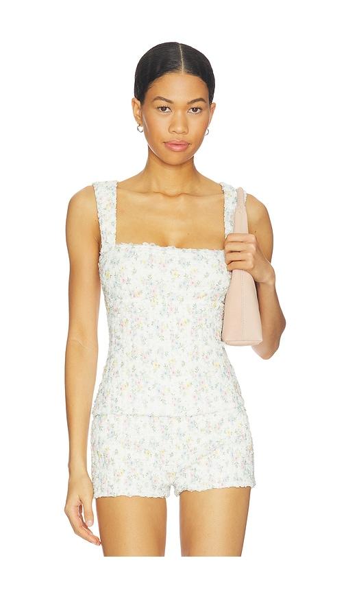 MAJORELLE Lilia Top in White,Blue by MAJORELLE