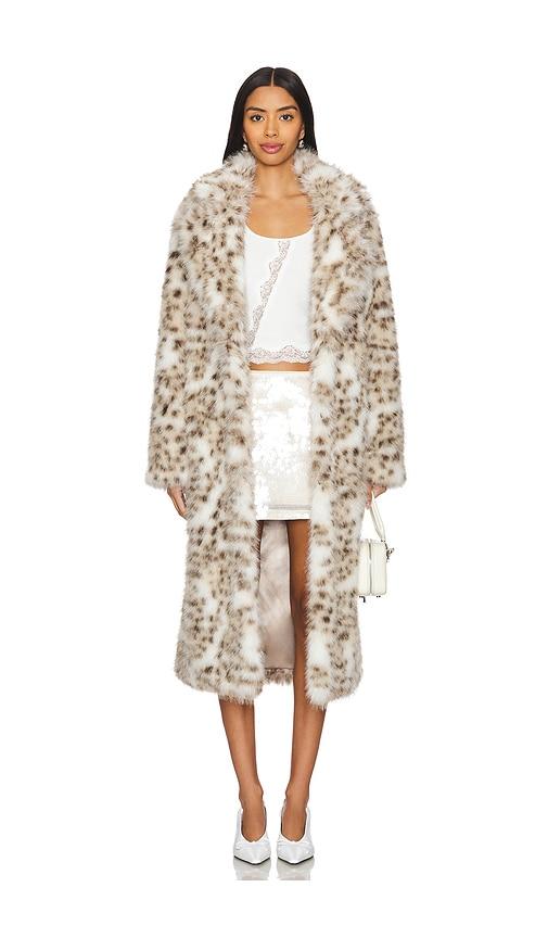 MAJORELLE Lola Faux Fur Coat in White by MAJORELLE