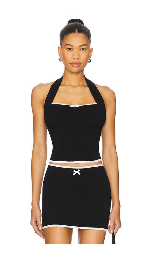 MAJORELLE Moriah Halter Top in Black by MAJORELLE