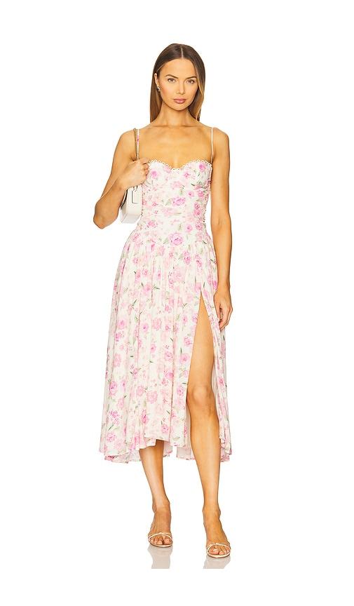 MAJORELLE Priscilla Midi Dress in Ivory,Blush by MAJORELLE