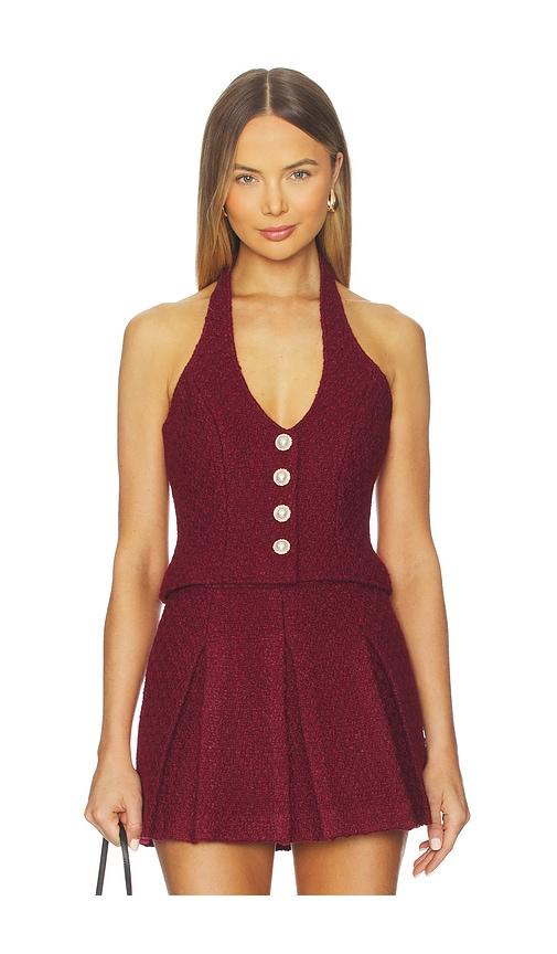 MAJORELLE Sandy Halter Top in Burgundy by MAJORELLE