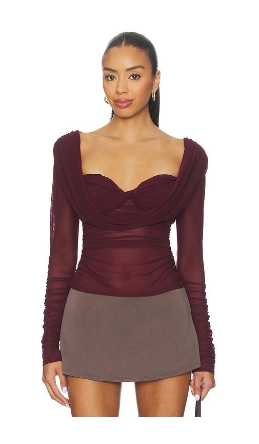 MAJORELLE Simone Top in Burgundy by MAJORELLE