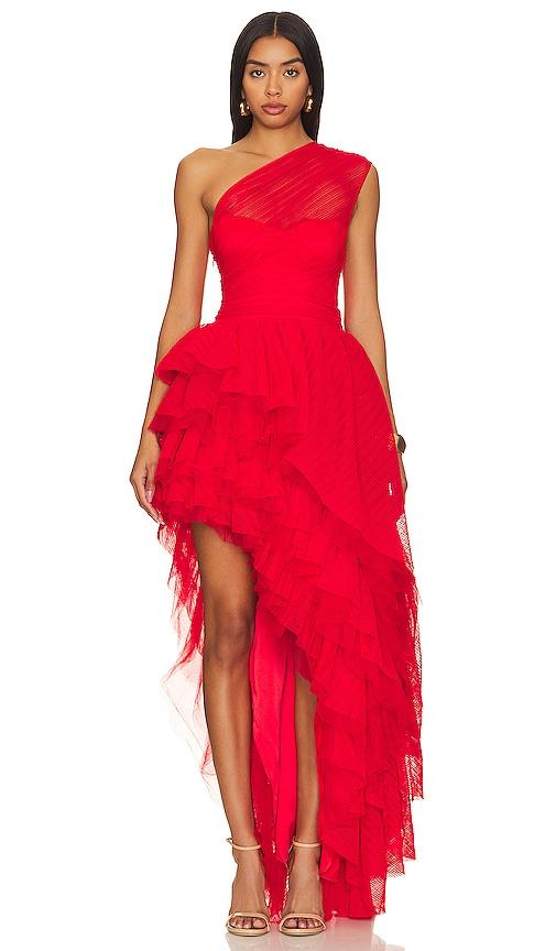 MAJORELLE Soriya Gown in Red by MAJORELLE
