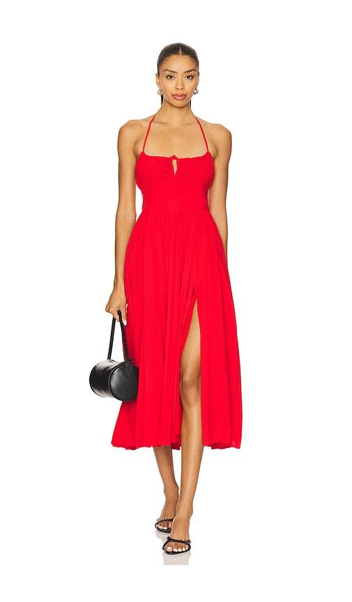 MAJORELLE Summer Midi Dress in Red by MAJORELLE