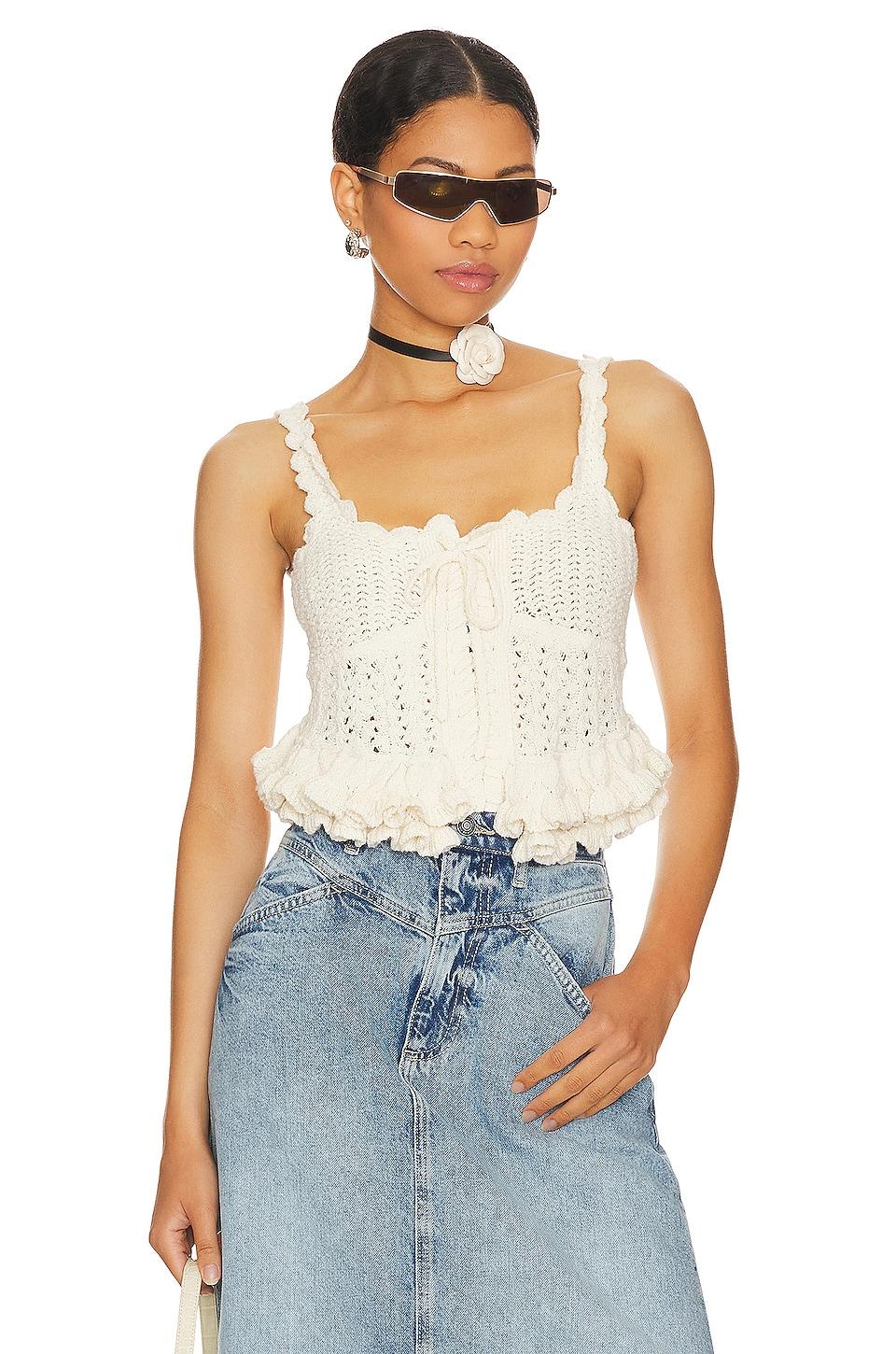 MAJORELLE Taissa Corset Top in Ivory by MAJORELLE