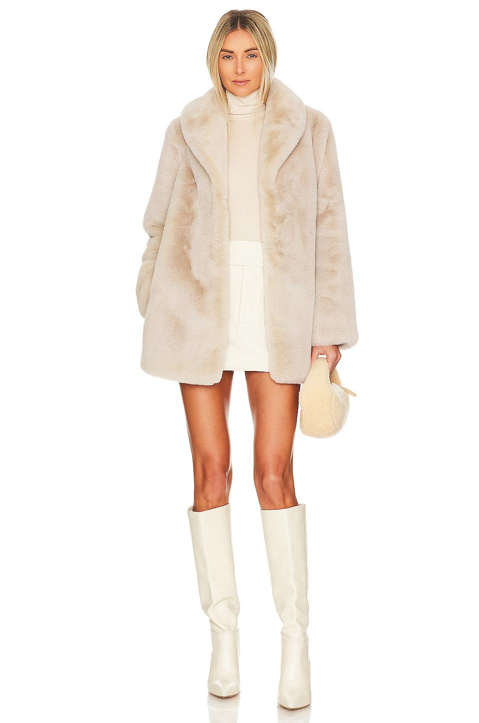 MAJORELLE Tatiana Faux Fur Coat in Beige by MAJORELLE