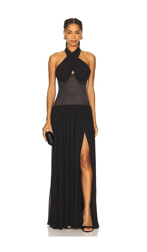 MAJORELLE Tia Maxi Dress in Black by MAJORELLE