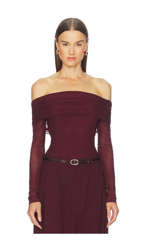MAJORELLE Trey Bodysuit in Burgundy by MAJORELLE