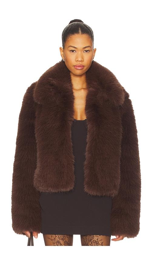 MAJORELLE Vienna Faux Fur Jacket in Chocolate by MAJORELLE