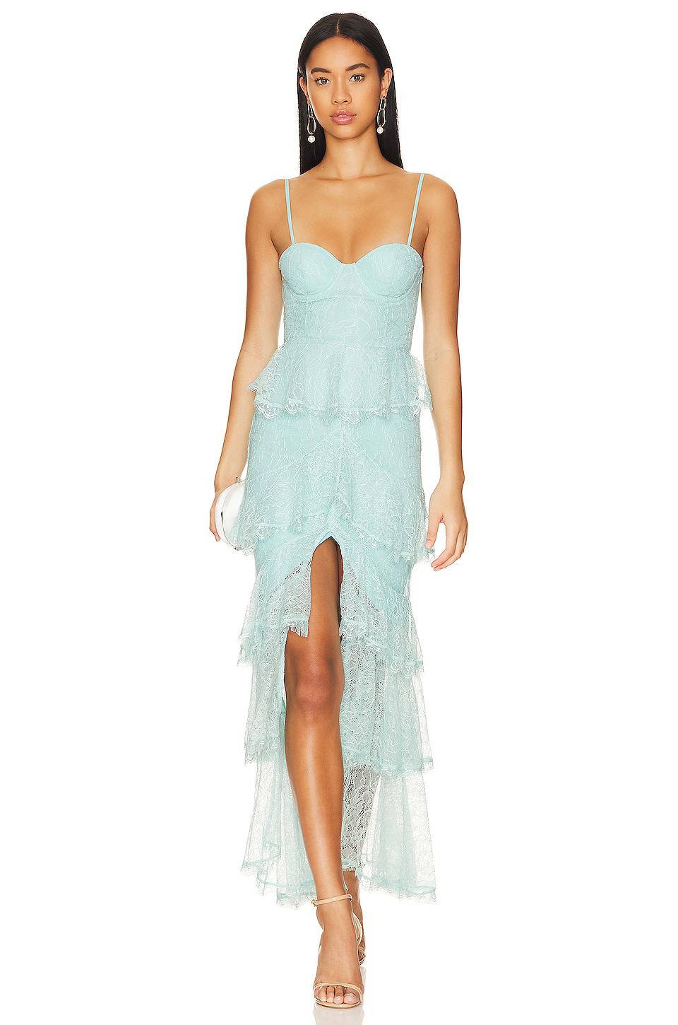 MAJORELLE Zelda Fitz Gown in Baby Blue by MAJORELLE
