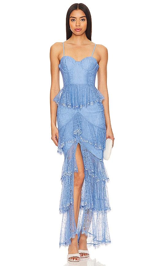 MAJORELLE Zelda Fitz Gown in Baby Blue by MAJORELLE
