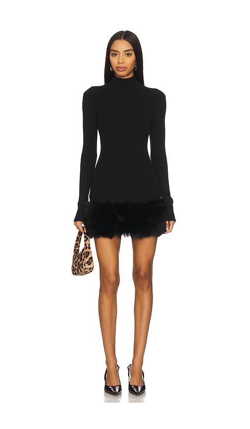 MAJORELLE Zoey Faux Fur Mini Dress in Black by MAJORELLE