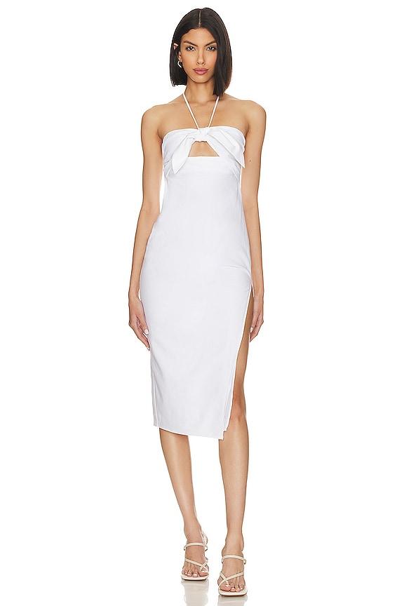 MAJORELLE x Jetset Christina Olive Midi Dress in White by MAJORELLE