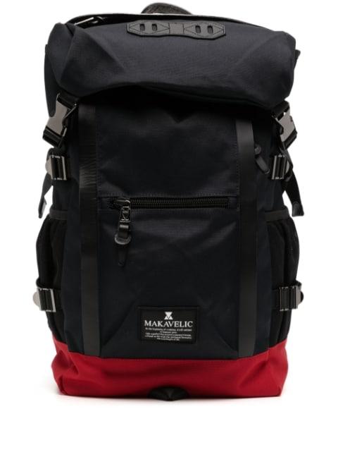 contrasting-detail logo-patch backpack by MAKAVELIC