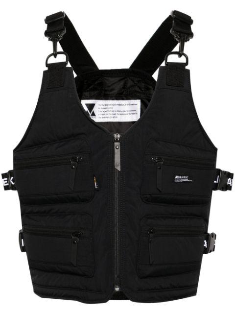 logo-patch zip-up vest by MAKAVELIC