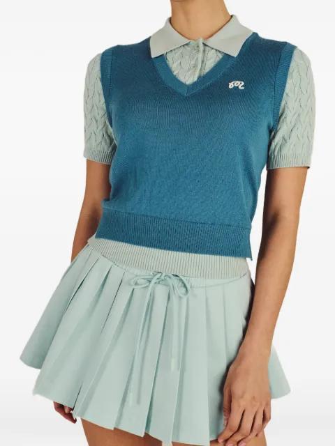 Veronica cable-knit polo shirt by MALBON GOLF