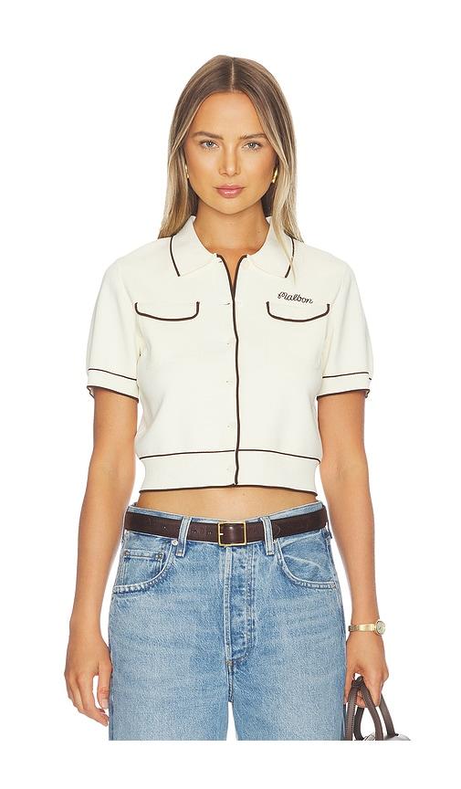 Malbon Jacqueline Polo Top in Cream,Brown by MALBON