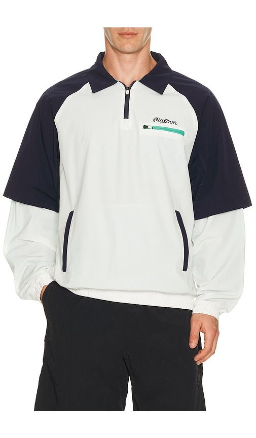 Malbon Marina Windshirt in White,Navy by MALBON