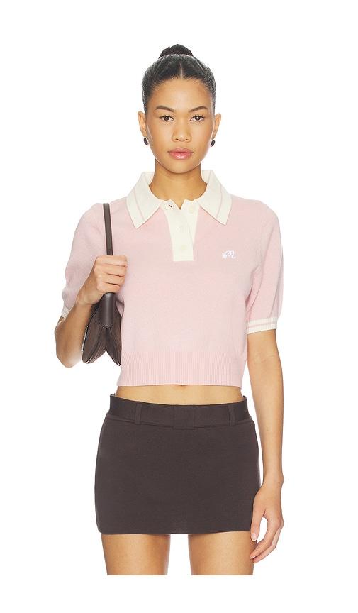 Malbon Mikayla Knit Polo Top in Pink by MALBON