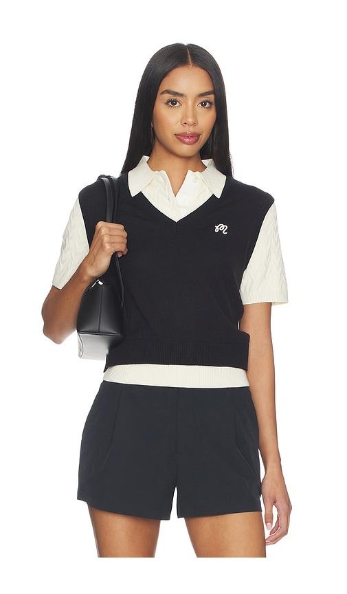 Malbon Veronica Polo Top in Black,White by MALBON