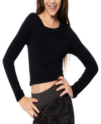 Girls' Goes with Everything Long sleeve Seamless Top (8-14) - Big Kid by MALIBU SUGAR
