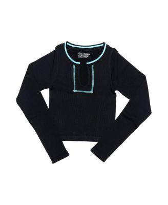 Girls' Long sleeve Ribbed Seamless Top with Contrast Stitching (8-14) - Big Kid by MALIBU SUGAR