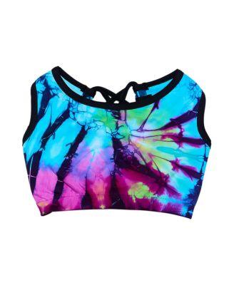 Tie Dye Contrast Strappy Back Sports Bra - (7-14 - Big Kid by MALIBU SUGAR Tie Dye Contrast Strappy Back Sports Bra - (7-14 - Big Kid by MALIBU SUGAR