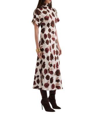 Alivia Short Sleeve Satin Midi Dress by MALINA