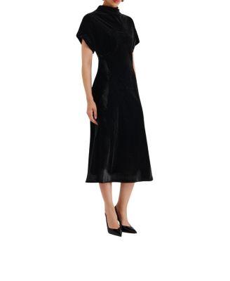 Alivia Short Sleeve Velvet Midi Dress by MALINA